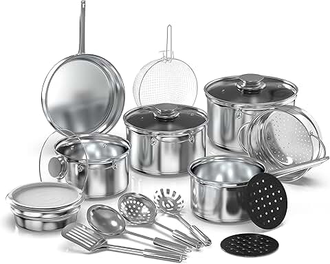 18-Piece Stainless Steel Kitchen Cookware Set