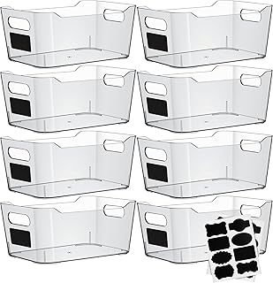 Clear Plastic Storage Bins with Labels for Kitchen and Bathroom