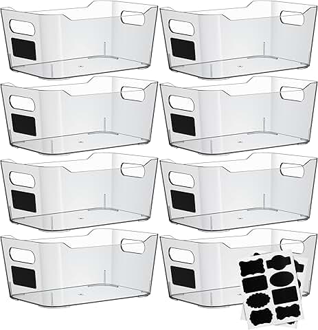 Clear Plastic Storage Bins with Labels for Kitchen and Bathroom