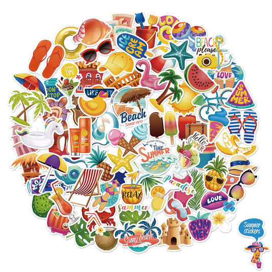 Summer waterproof stickers for water bottles and more
