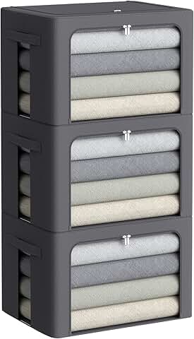Set of 3 Large Stackable Clothing Storage Bins