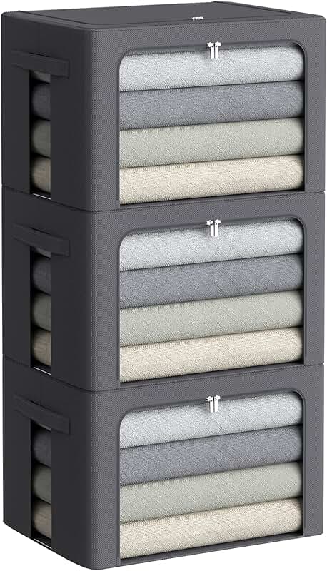 Set of 3 Large Stackable Clothing Storage Bins