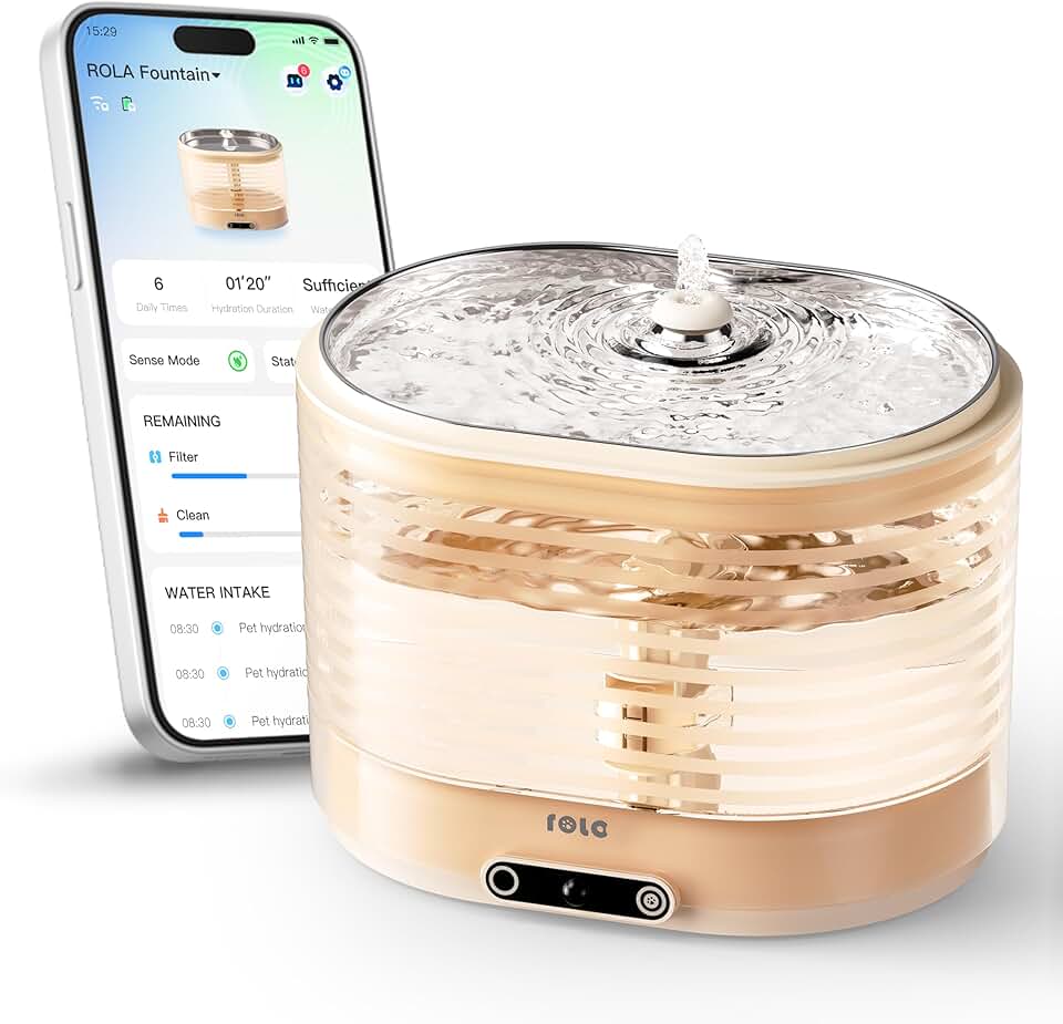 Wireless Battery-Operated Cat Water Fountain with App