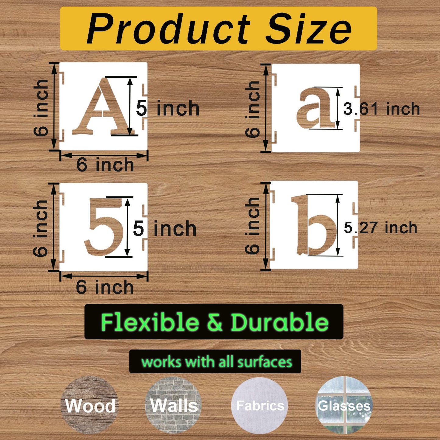 5 Inch Alphabet Letter and Number Stencil Set 65 Pcs