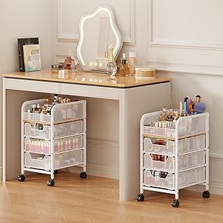 White 3-Drawer Rolling Makeup and Skincare Cart