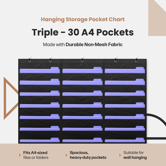Heavy Duty 30-Pocket Wall Organizer with Hangers