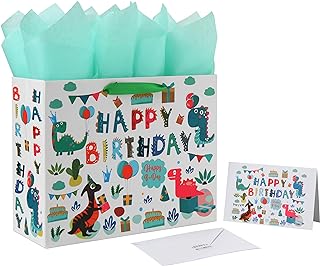 Large White Gift Bag Set with Card and Tissue for Kids Party