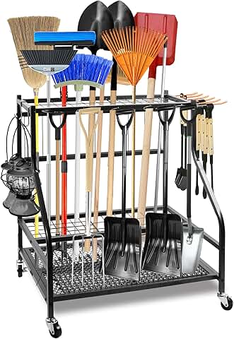 Garden Tool Organizer with Wheels and Storage