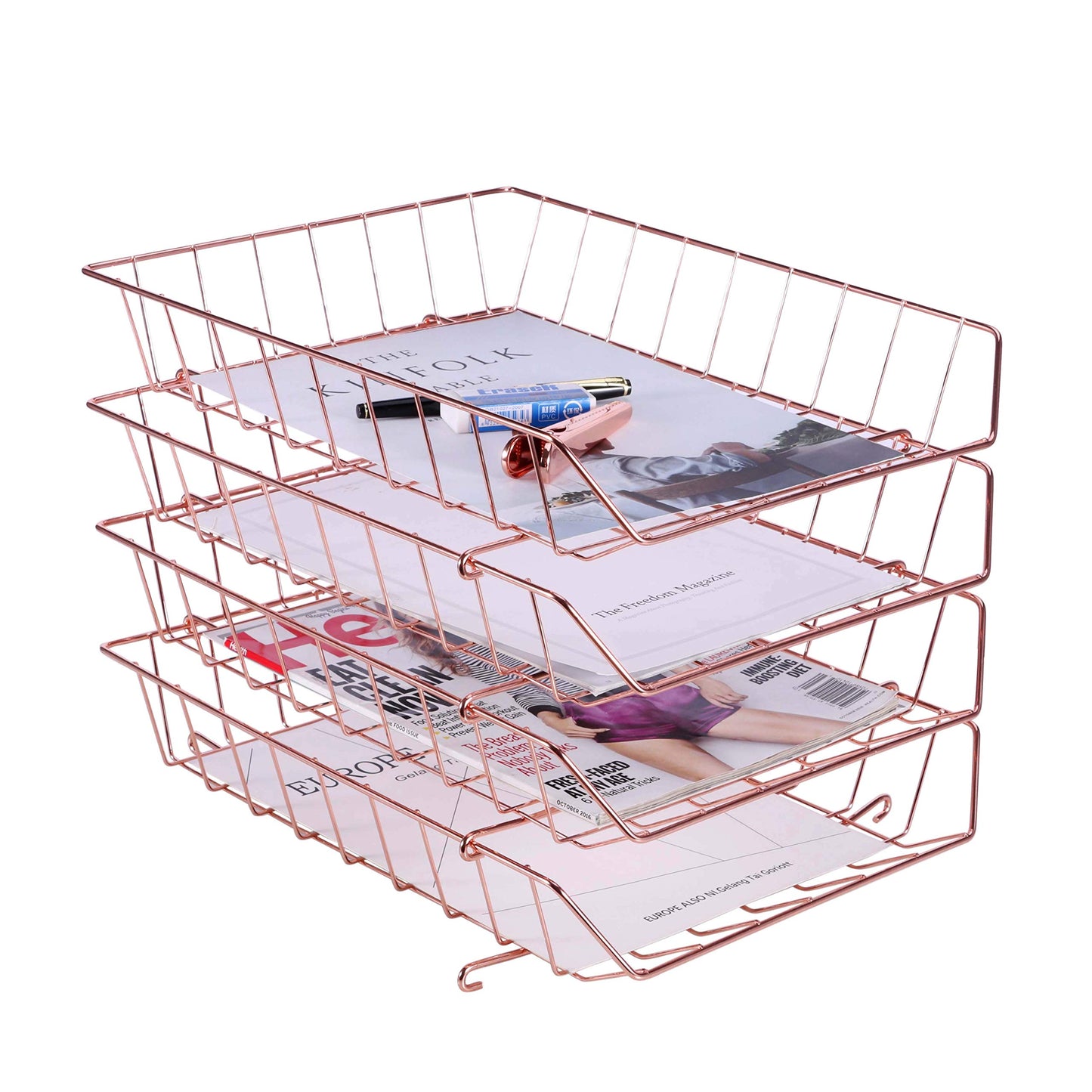 4-Tier Stackable Letter Tray for Mails and Documents