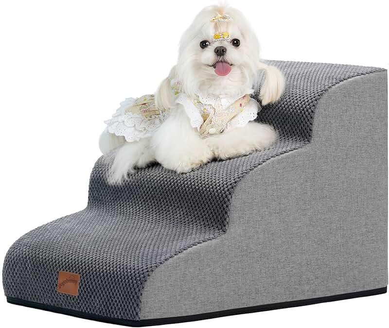 Ramp Dog Stairs for Couch and Chair, 3 Steps, Grey