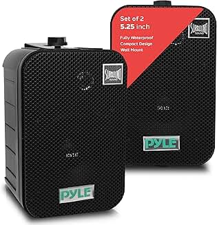 Dual Waterproof Outdoor Wall/Ceiling Speakers, 5.25 Inch Pair