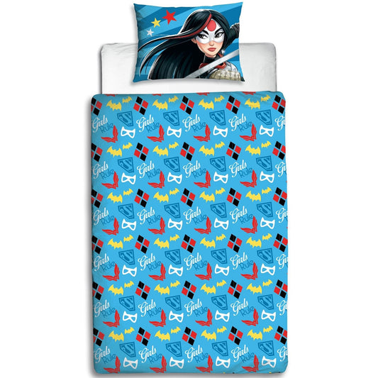 Super Hero Girls UK Single/US Twin Duvet Cover and Pillowcase Set