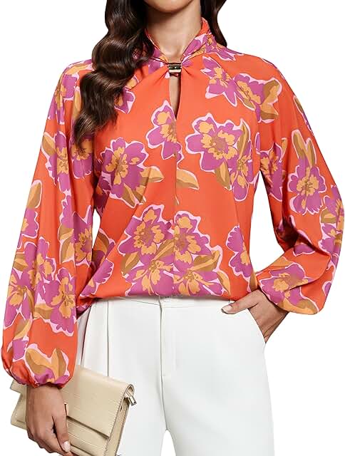 Women's Casual V-Neck Long Sleeve Blouses for Fall