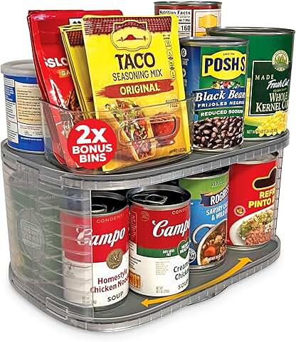 2-Tier Kitchen Organizer for Canned Goods with 360° Rotation