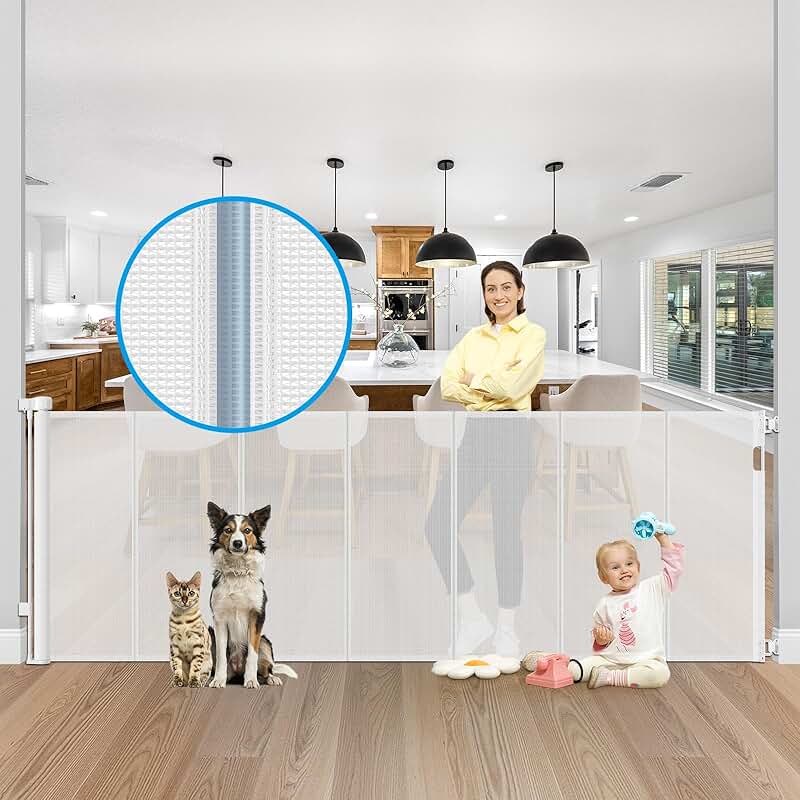 Tall and wide retractable baby and pet gate