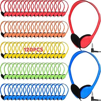 120 Kids Classroom Headphones Set for Students and Teens