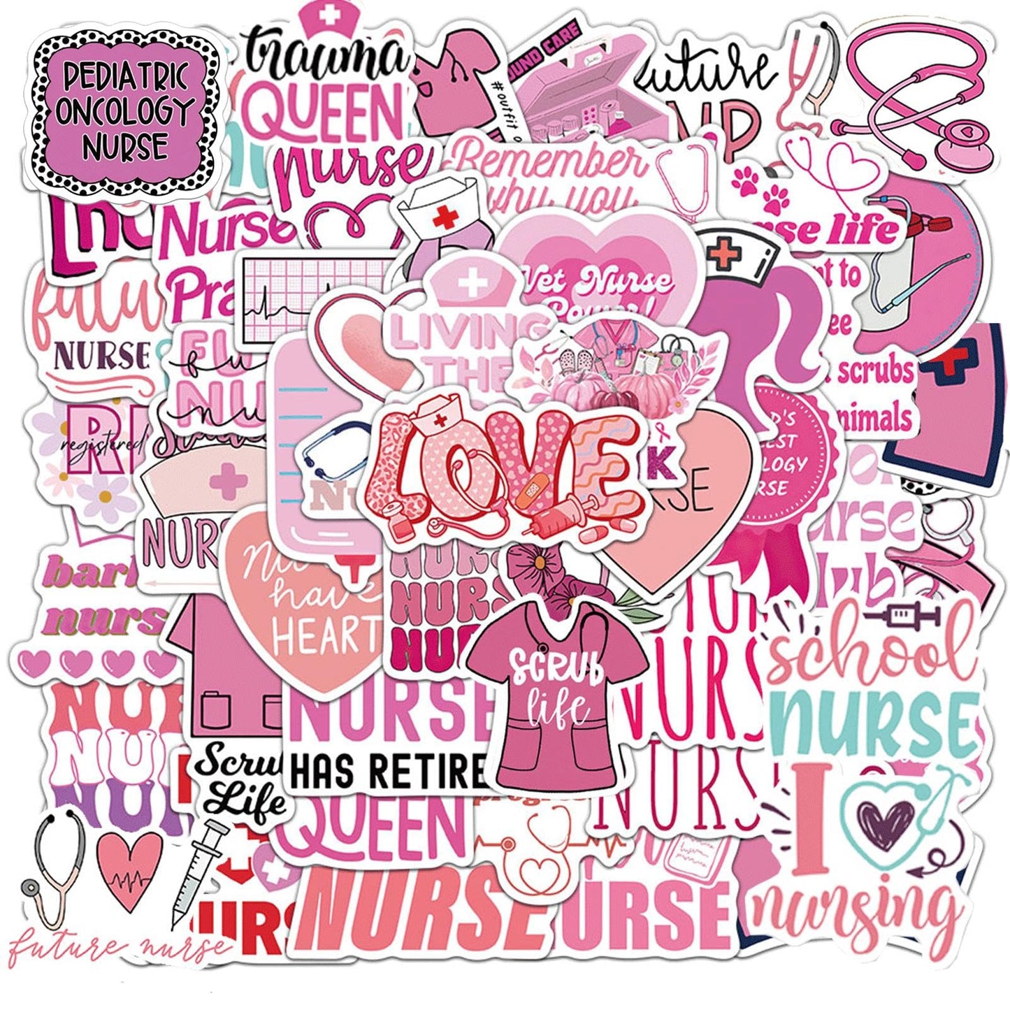100 Nurse Stickers for Laptops and Water Bottles