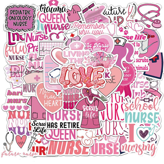 100 Nurse Stickers for Laptops and Water Bottles