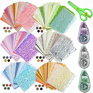 Set of 156 textured scrapbook papers and mesh fabric, 6 packs