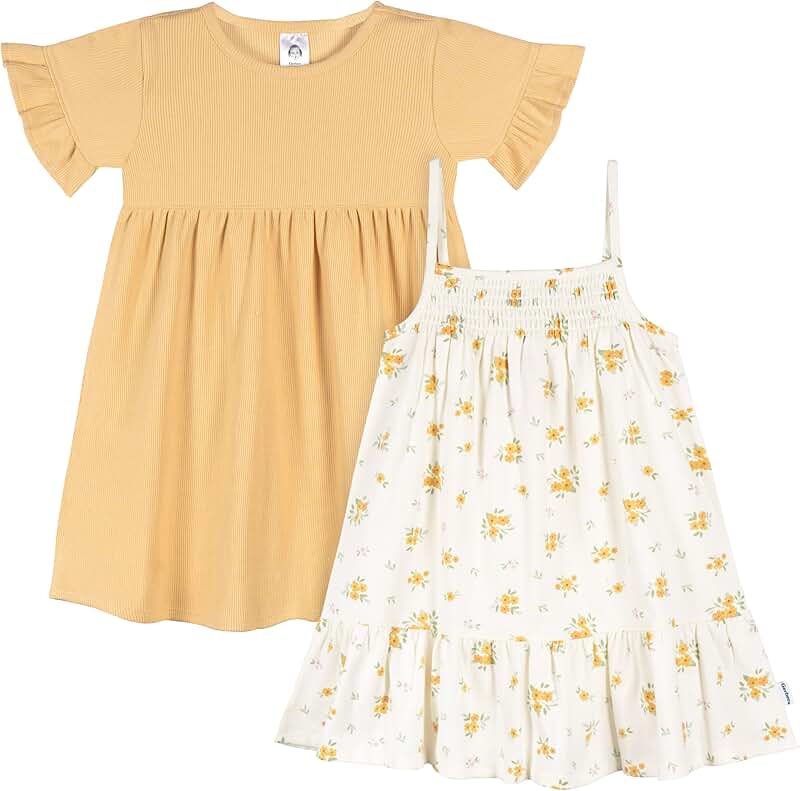 Girls' Toddler Dress Set with Short Sleeves and Sleeveless Options