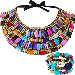 Two African Beaded Choker Necklace Sets for Women