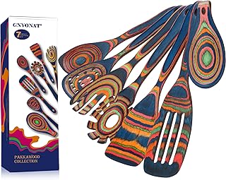 7-Piece Pakkawood Blue Kitchen Utensil Set