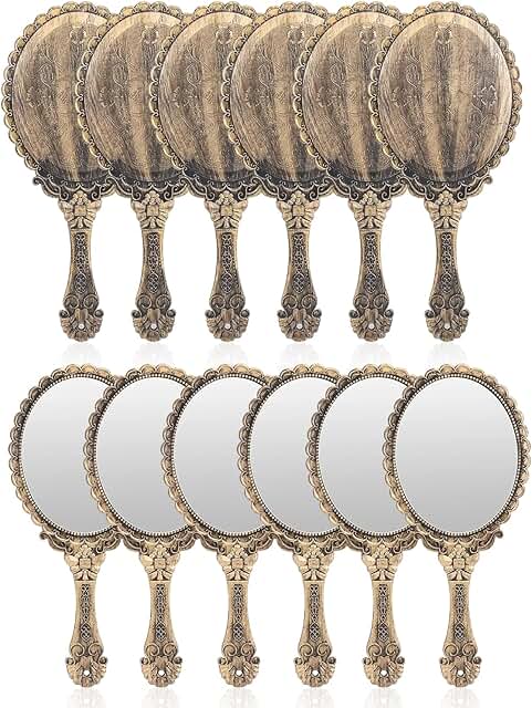 Set of 12 vintage princess handheld mirrors for women