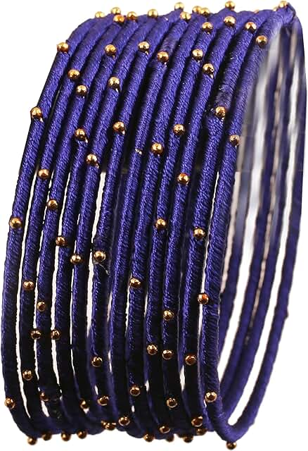Mystical Handwoven Faux Silk Gold Ball Bangle for Women
