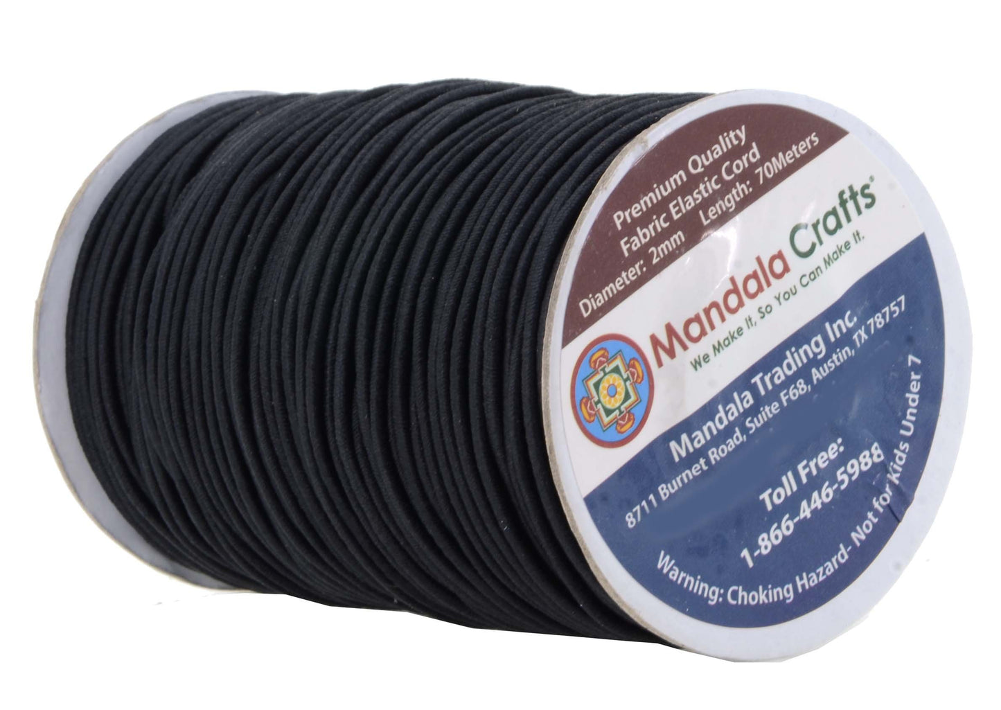 2mm Black Elastic Cord for Jewelry and Crafts