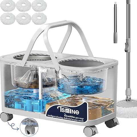 Compact 2025 Mop Bucket Set with 6 Mop Heads