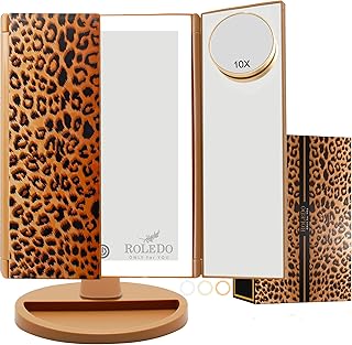 Lighted Leopard Print Makeup Mirror with 72 LEDs