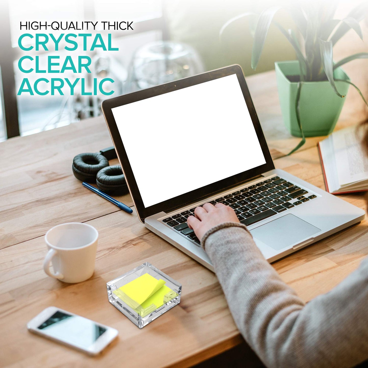 3x3 Clear Acrylic Notepad Holder for Desk Organization