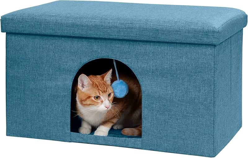 Indoor Pet House with Plush Toy in Ocean Blue