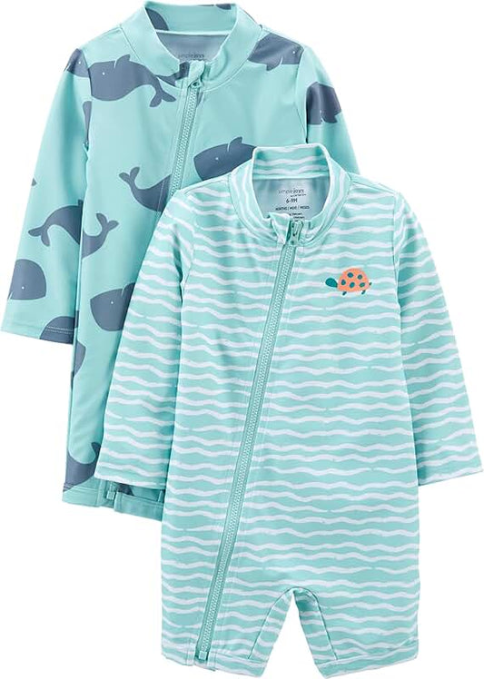 Baby Boys 2-Pack Zip Rashguards