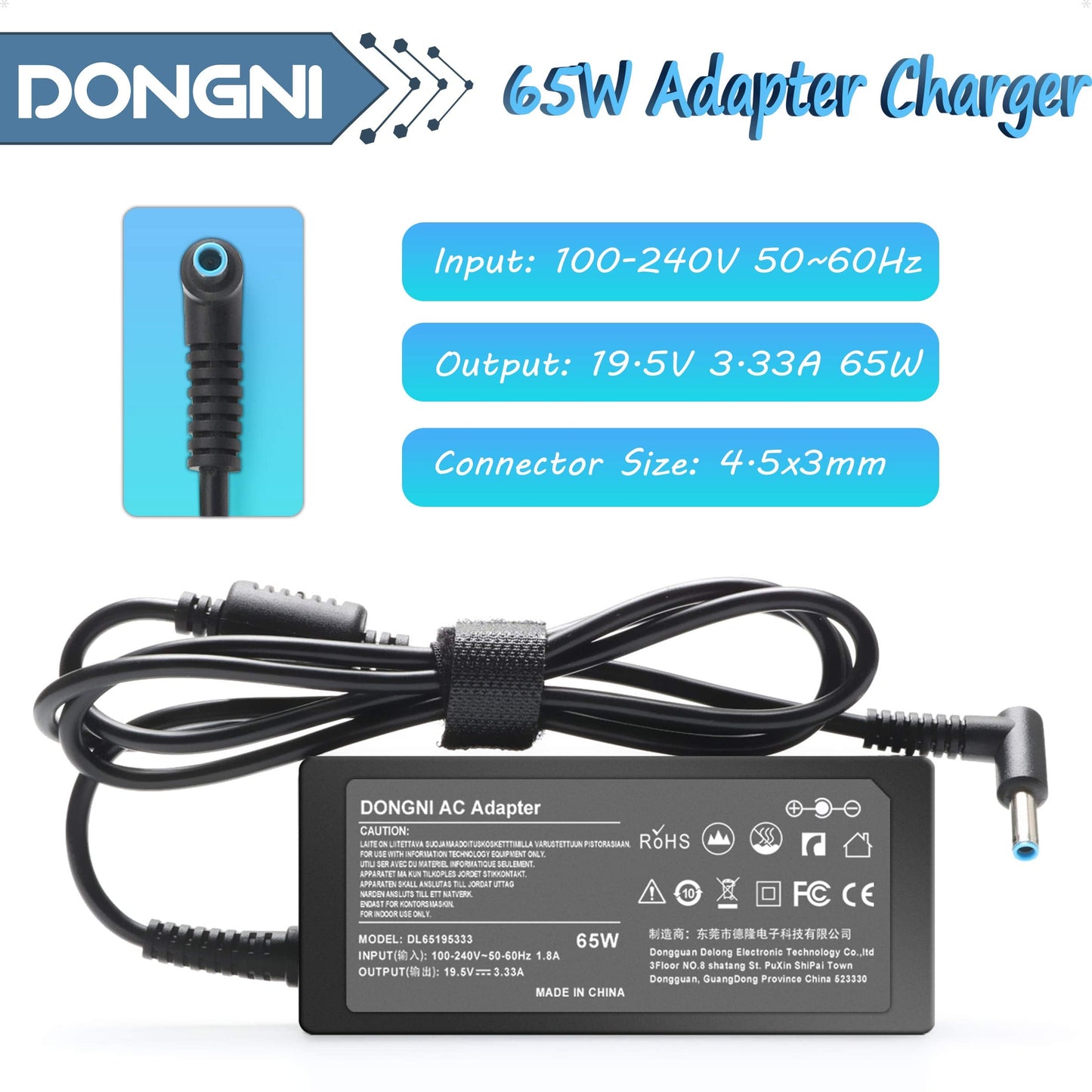 65W 19.5V 3.33A Ac Adapter for HP Pavilion x360 11 13 15, Zbook 14u G4 G5 15u 15 G3, 15-f111dx 15-f211wm 15-f233wm 15-f278nr 15-r052nr 15-r132wm Power Supply Blue Tip