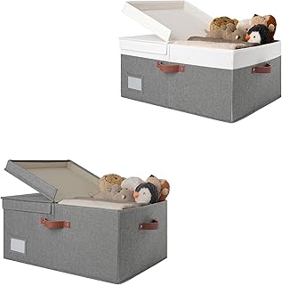 Large Storage Bins with Lids and Gray Storage Basket