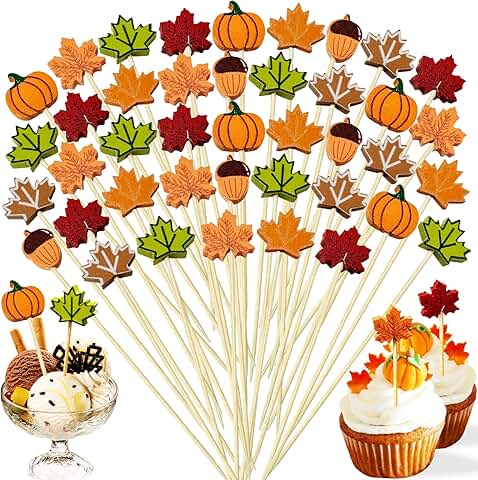 300 Fall Thanksgiving Cocktail Picks with Maple Leaves Pumpkins Acorns