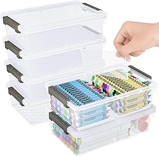 Six Large Clear Pencil Boxes with Removable Dividers