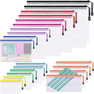 Set of 20 mesh zipper pouches in 9 sizes for storage