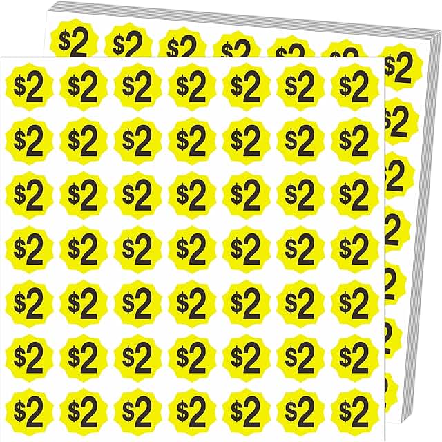 Yellow Garage Sale Price Stickers, 3/4 Inch, 1470 Pack