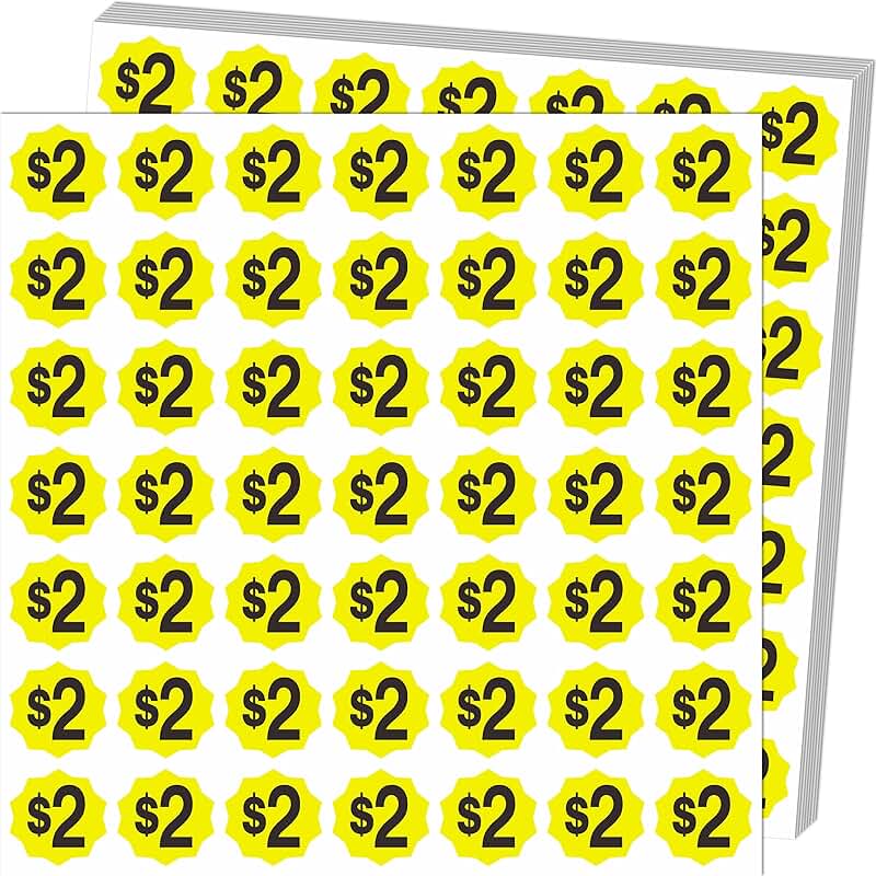 Yellow Garage Sale Price Stickers, 3/4 Inch, 1470 Pack