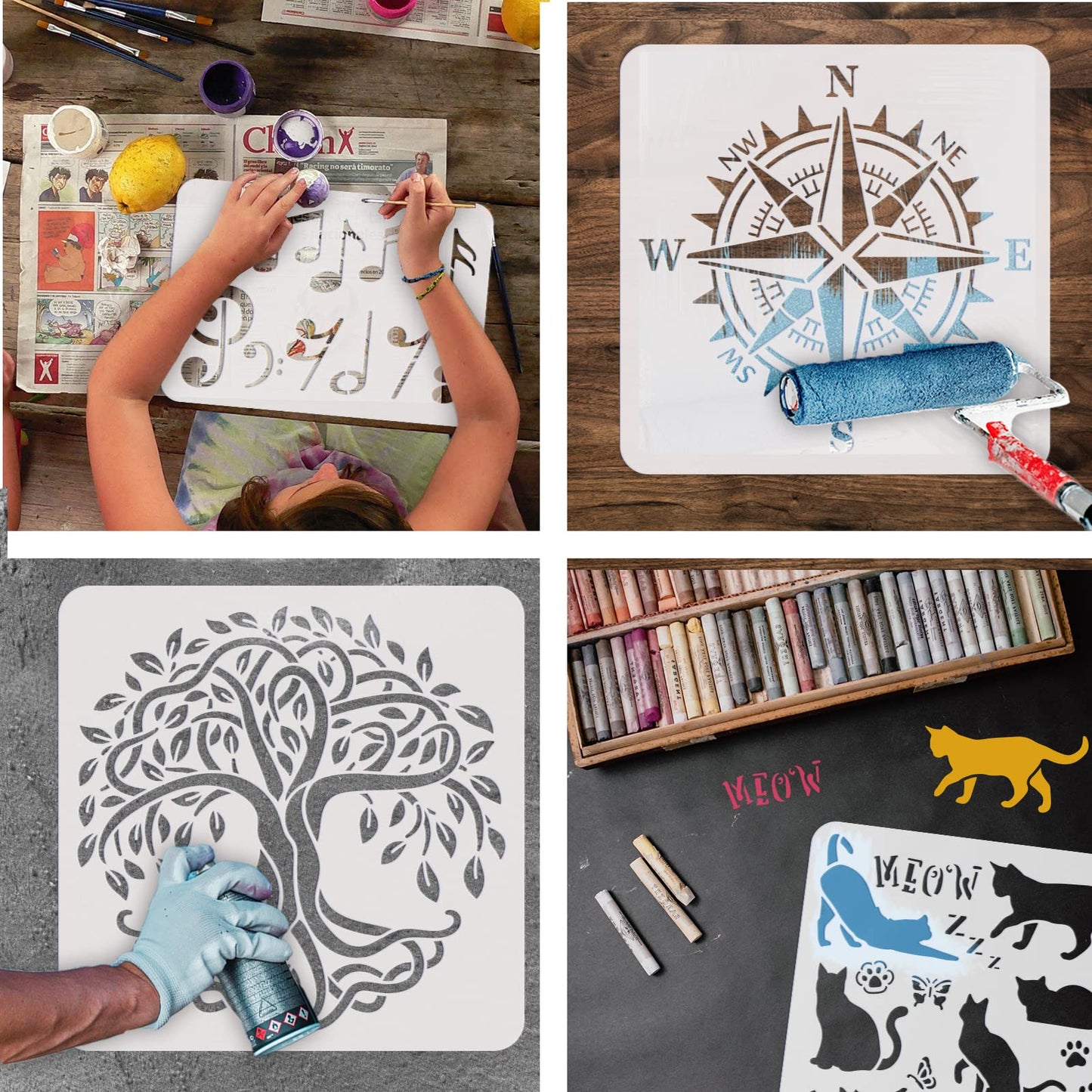 DIY Clock Painting Kit with Reusable Gear Patterns, 11.8 Inches