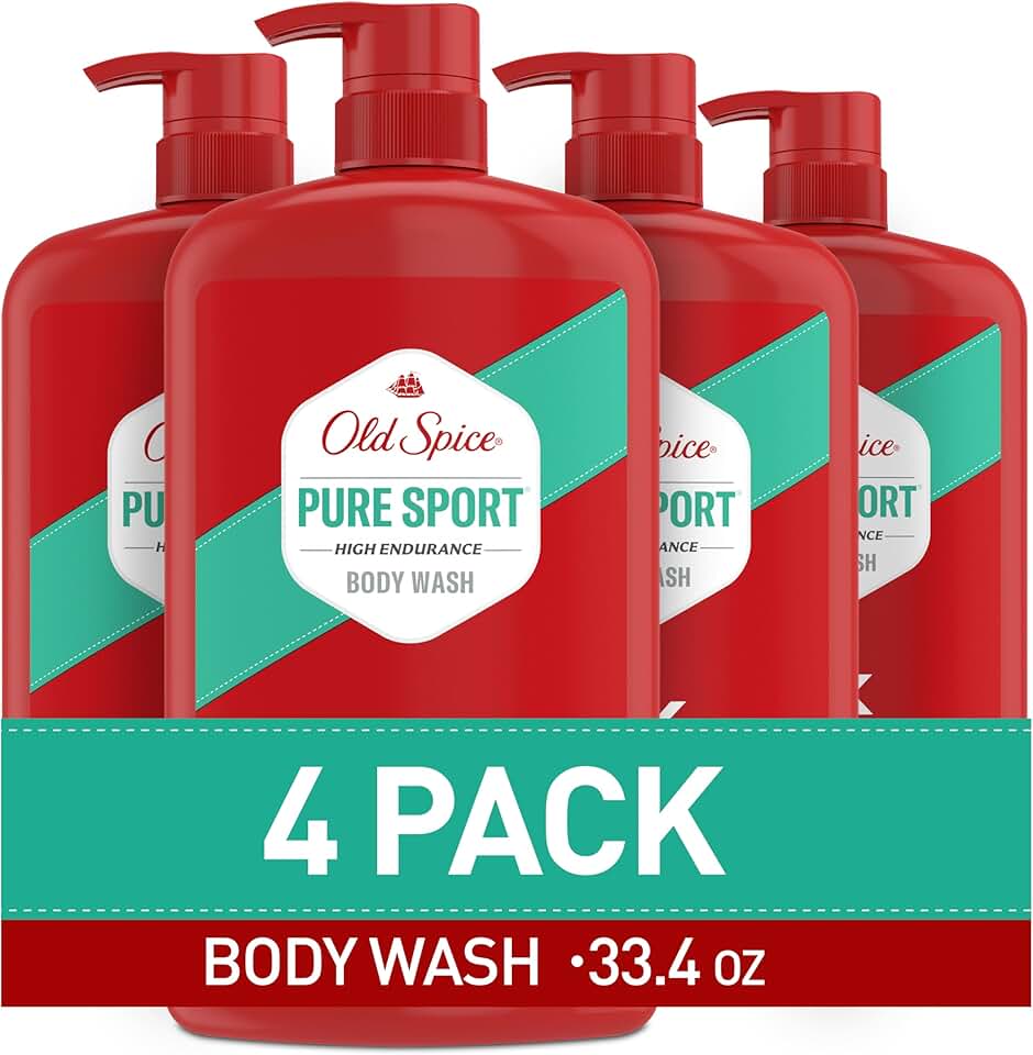 Men's Body Wash with Long-Lasting Fresh Scent, 33.4 oz (4 Pack)
