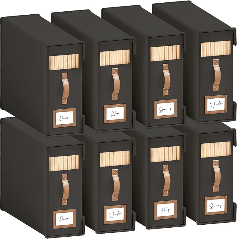 Set of 8 foldable bed sheet organizers with leather handles