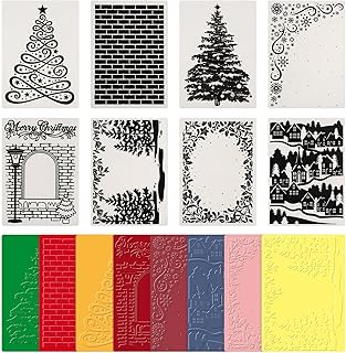 8 Pack Christmas Embossing Folders for Card Making and Crafts