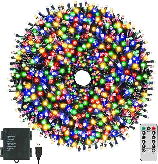 66FT 200 LED Waterproof Christmas String Lights with Timer