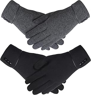 Two Pairs Women's Winter Fleece-Lined Gloves