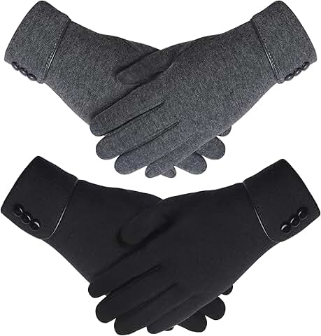 Two Pairs Women's Winter Fleece-Lined Gloves