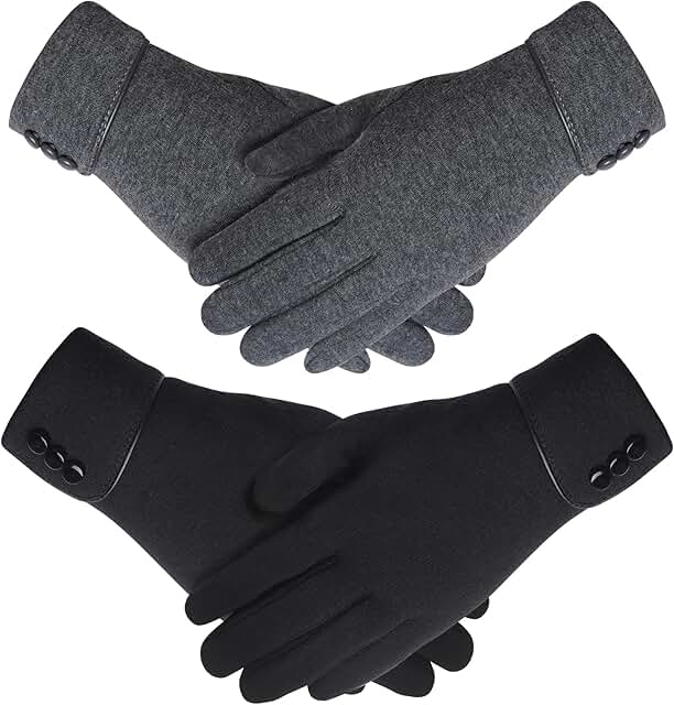 Two Pairs Women's Winter Fleece-Lined Gloves