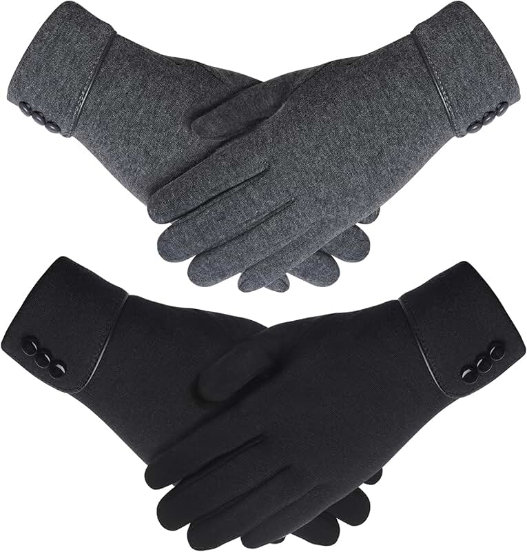 Two Pairs Women's Winter Fleece-Lined Gloves